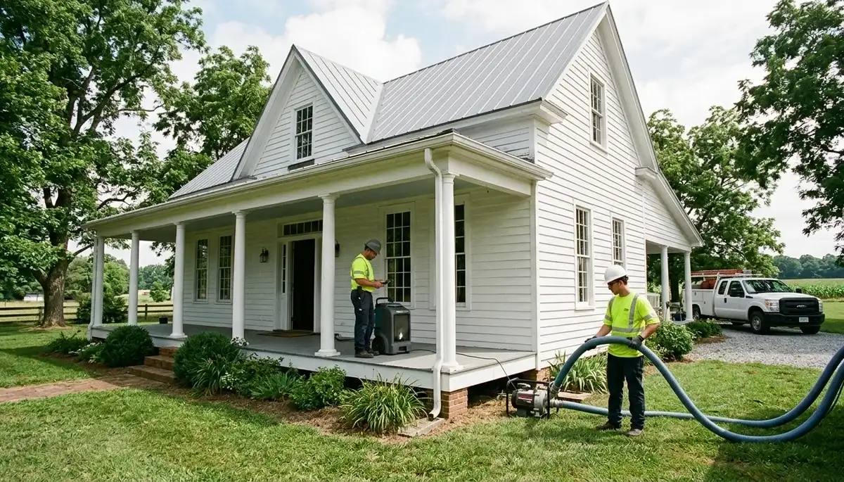 Water damage restoration team in Newport News, VA providing emergency cleanup and repair